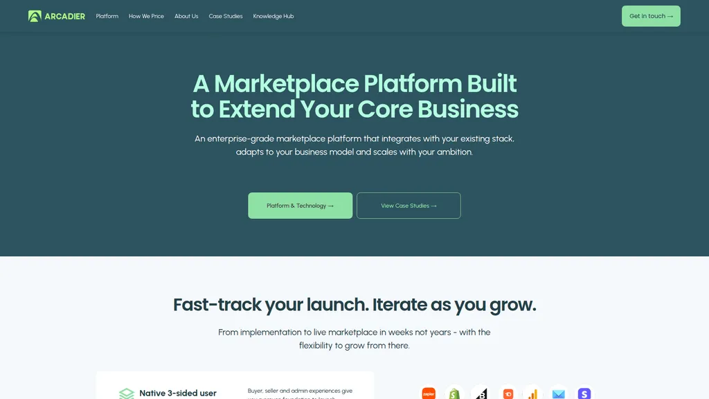 Arcadier homepage