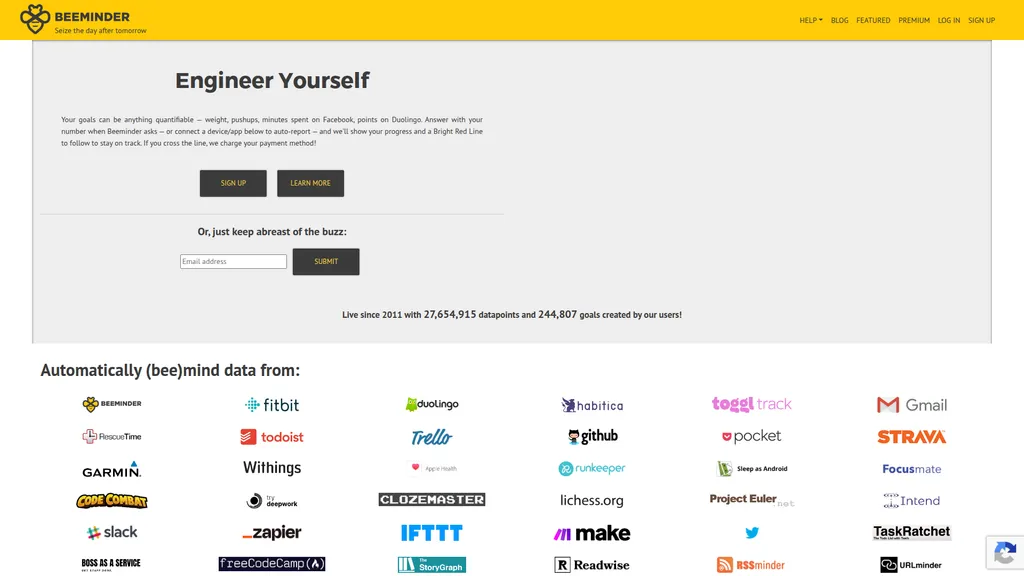 Beeminder homepage