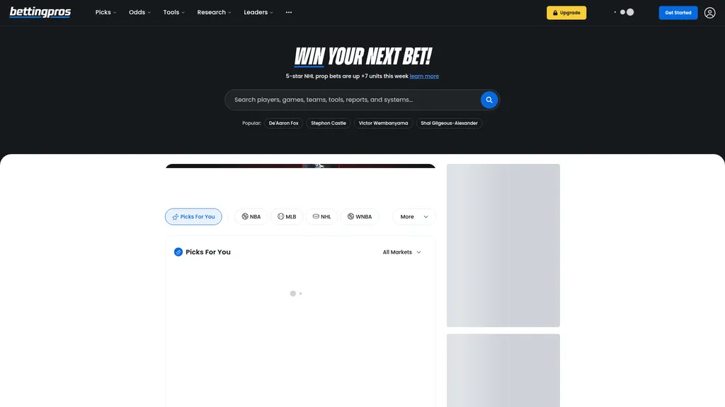 BettingPros homepage
