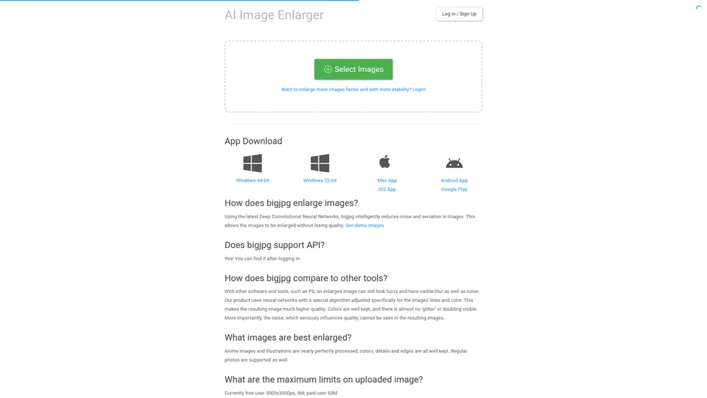 Bigjpg homepage