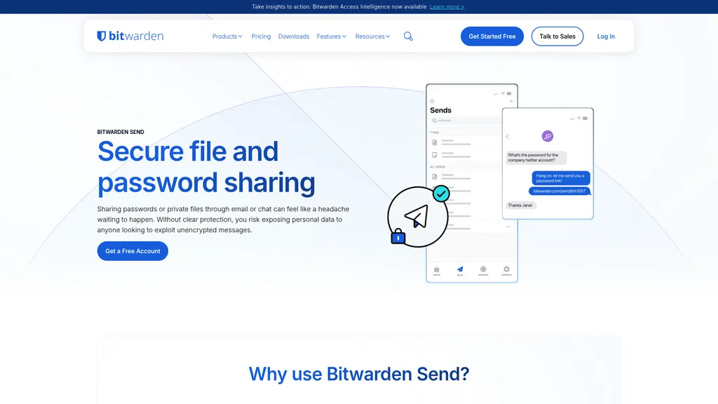 Bitwarden Send homepage