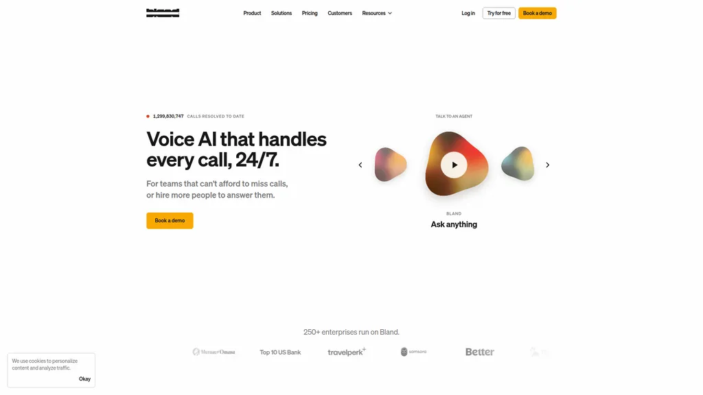 Bland AI homepage