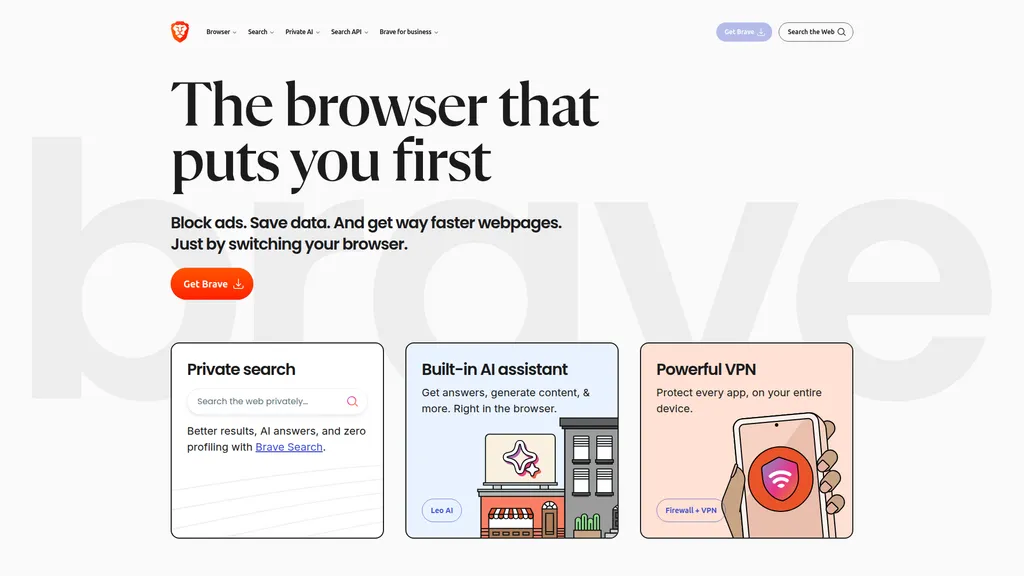 Brave homepage