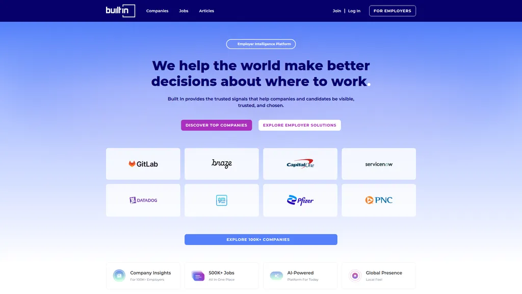 Built In homepage