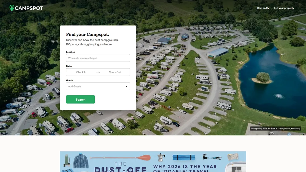 Campspot homepage