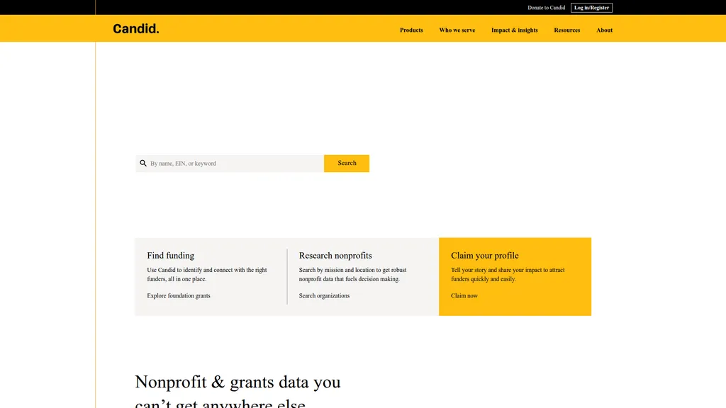 Candid homepage