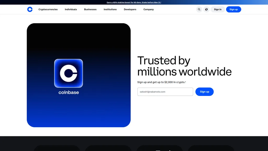 Coinbase homepage