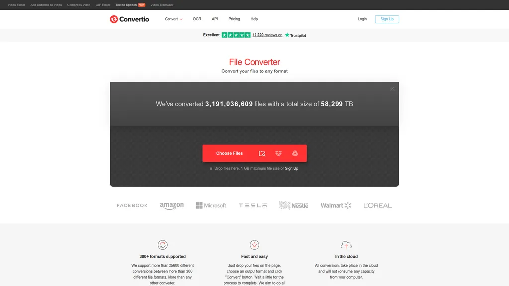 Convertio homepage