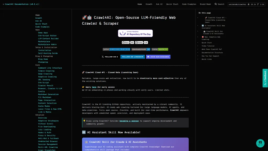 Crawl4AI homepage