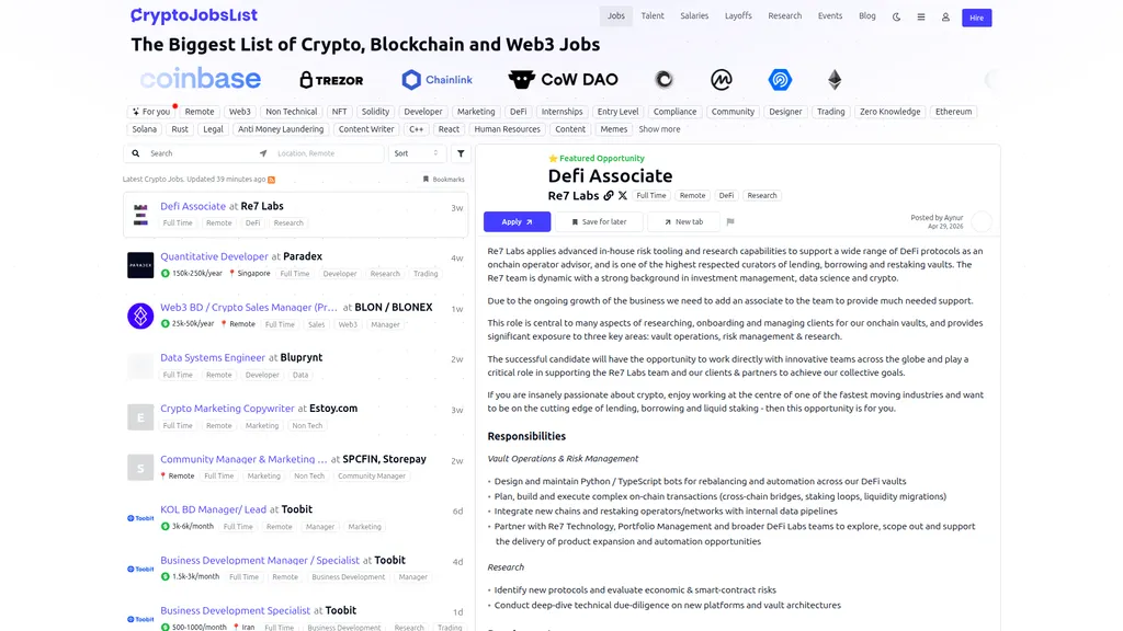 CryptoJobsList homepage