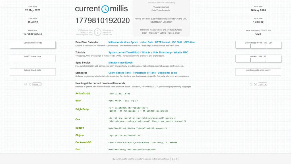 Currentmillis homepage