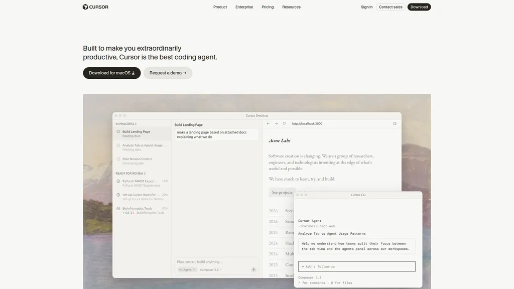 Cursor homepage