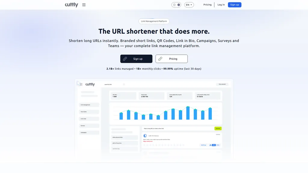Cuttly homepage