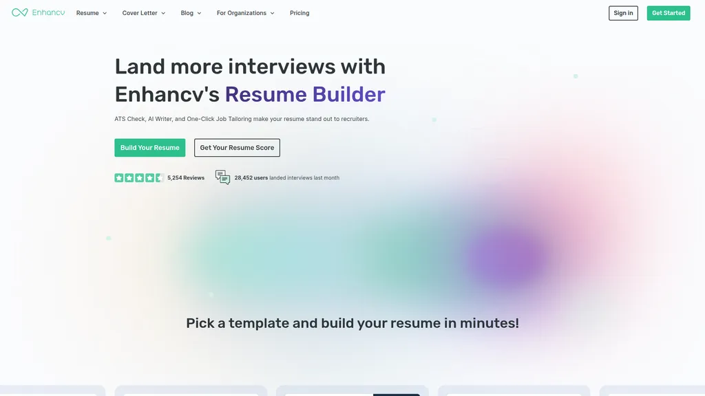 Enhancv homepage