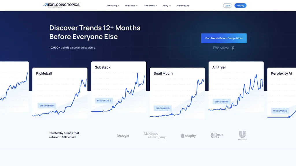 Exploding Topics homepage
