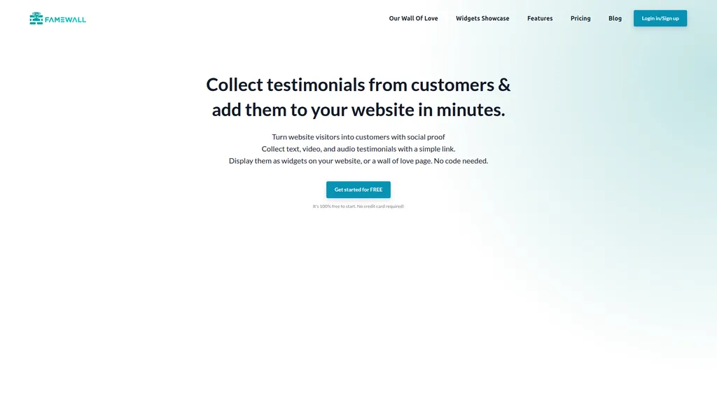 Famewall homepage