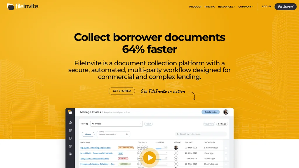 FileInvite homepage