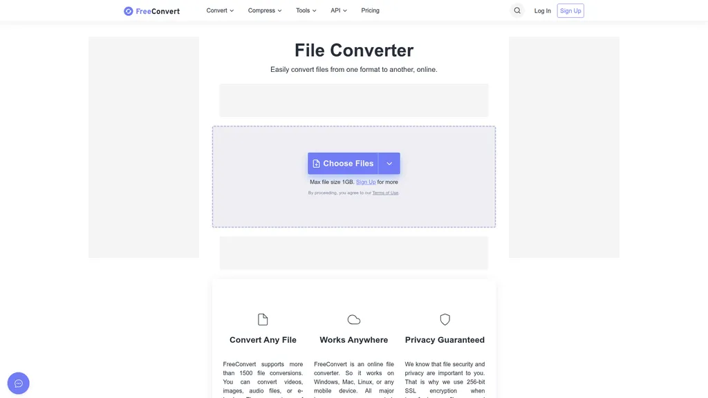 FreeConvert homepage