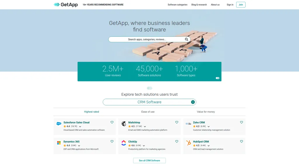 GetApp homepage