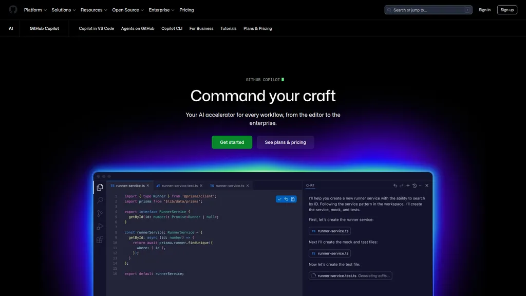 GitHub Copilot homepage