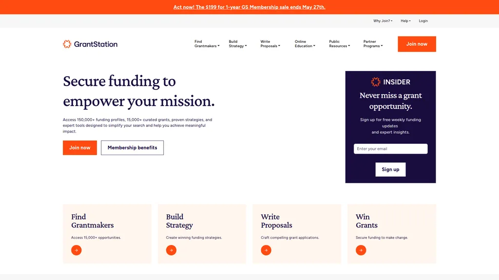 GrantStation homepage