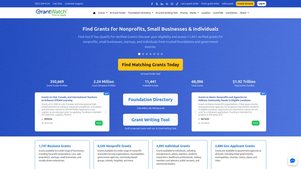 GrantWatch homepage