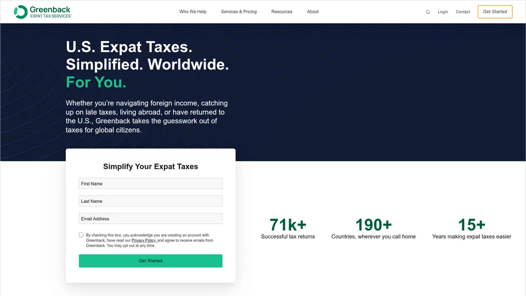 Greenback Expat Tax Services homepage