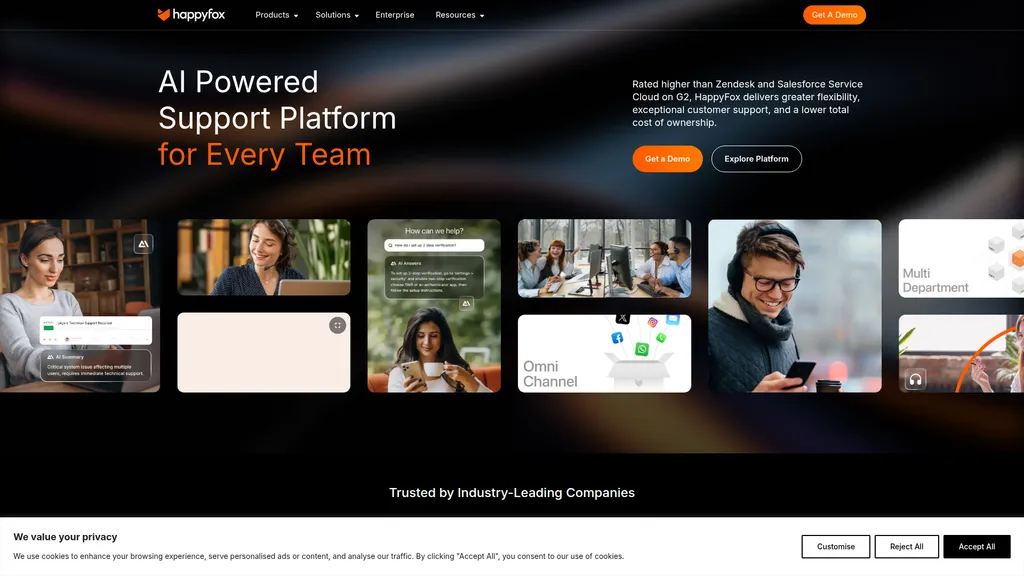 HappyFox homepage
