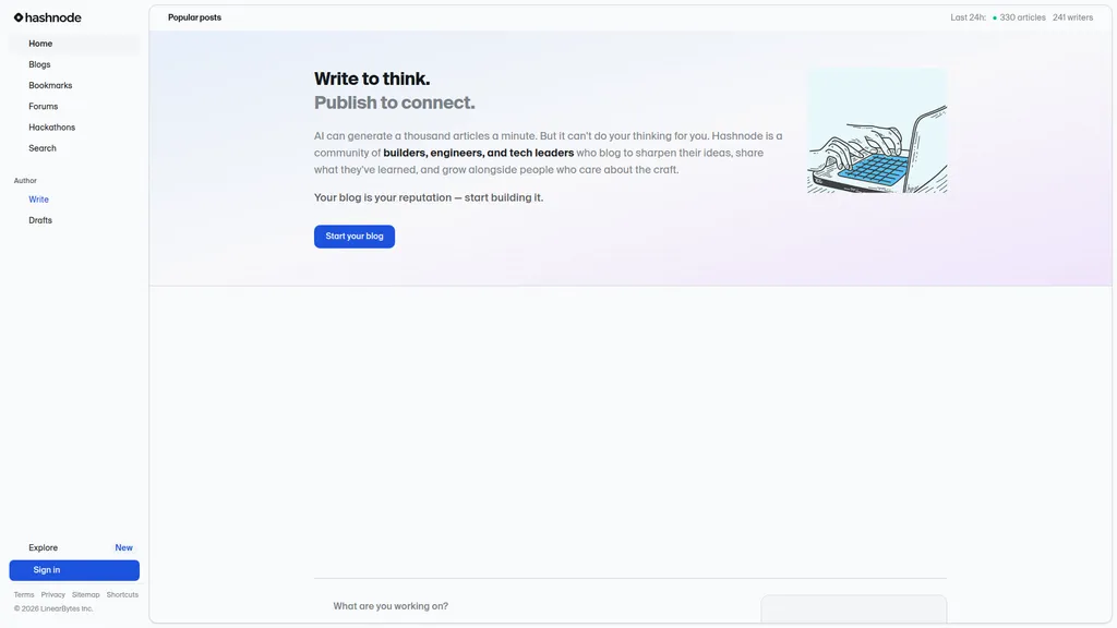 Hashnode homepage