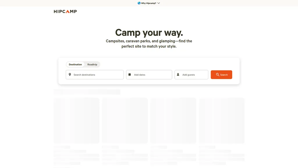 Hipcamp homepage