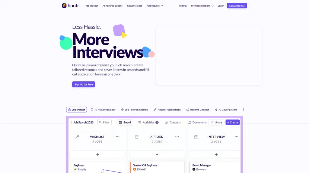 Huntr homepage