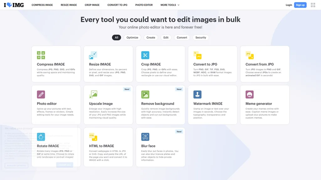 iLoveIMG homepage