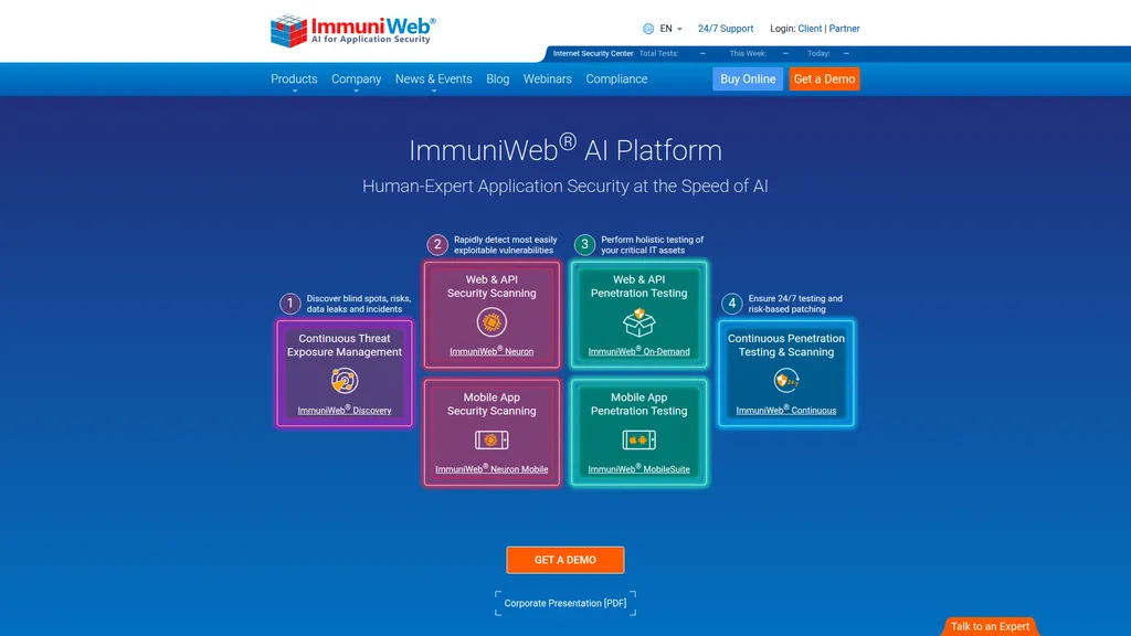 ImmuniWeb homepage
