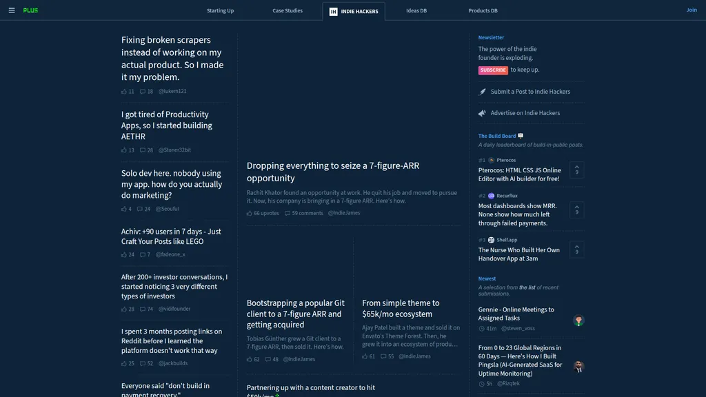 Indie Hackers homepage