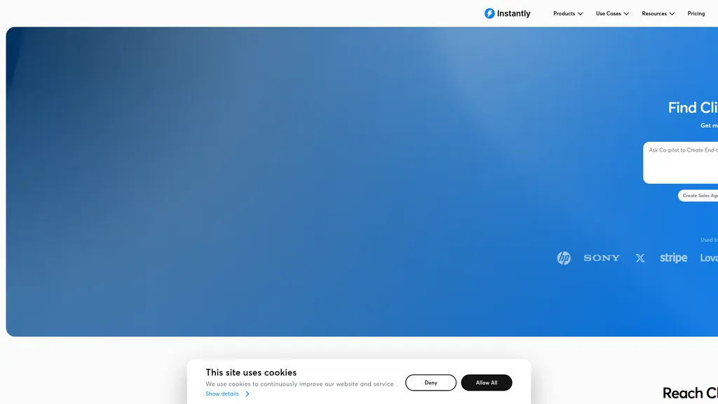 Instantly homepage