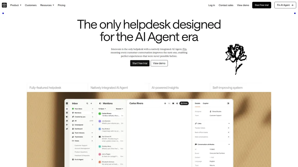Intercom homepage