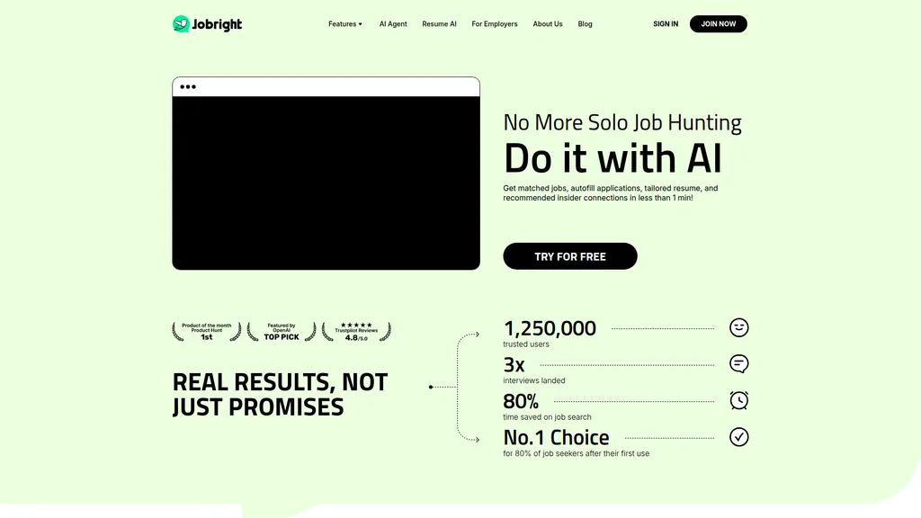 Jobright homepage