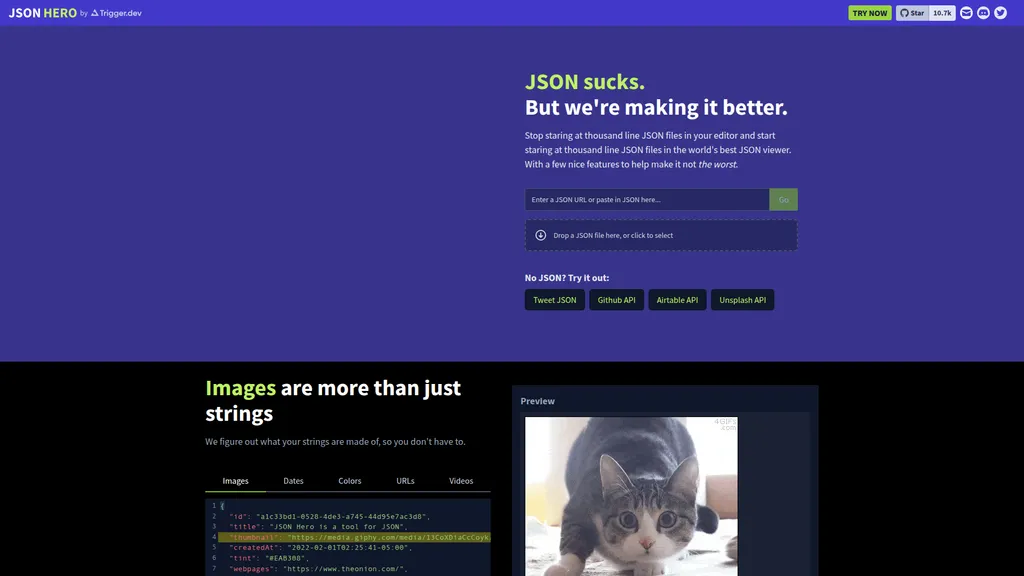 JSONHero homepage
