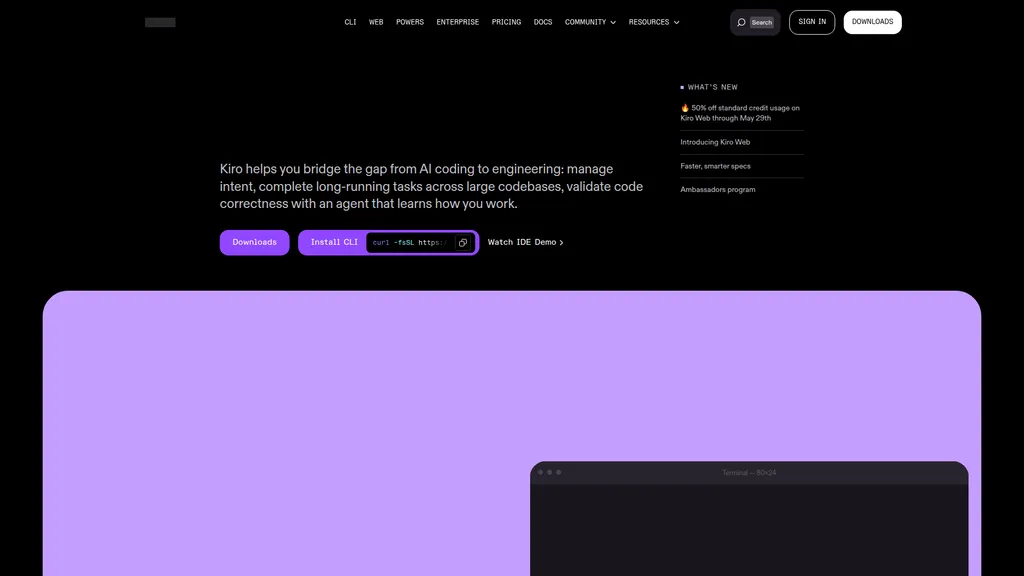 Kiro homepage