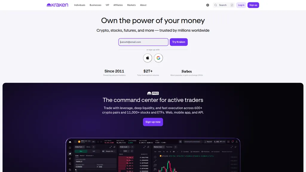 Kraken homepage