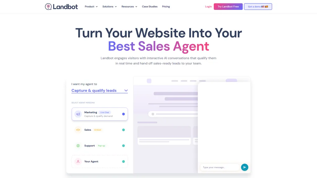 Landbot homepage
