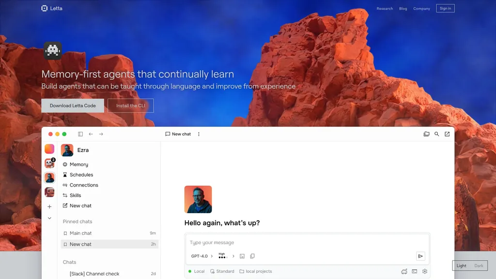 Letta homepage