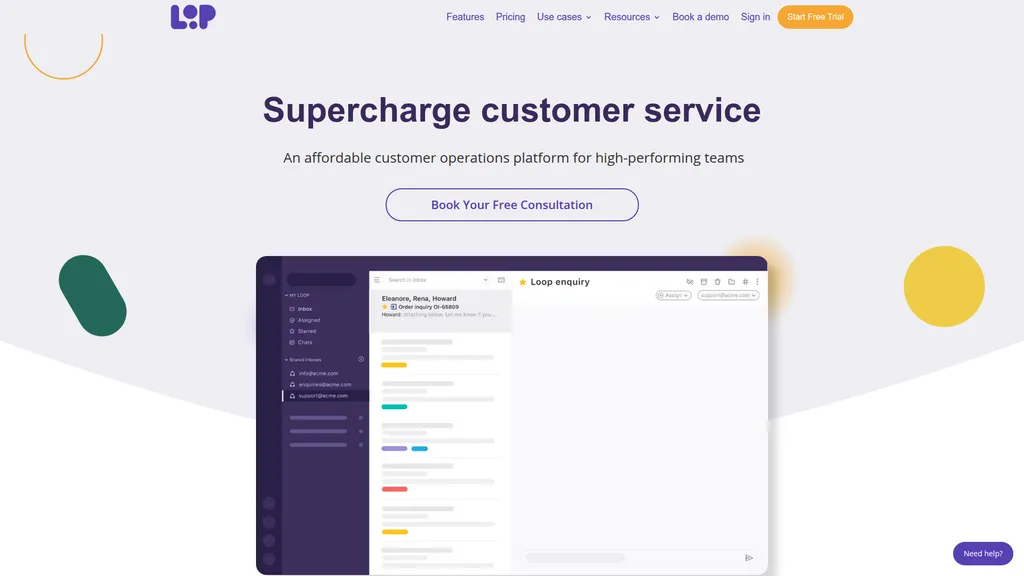 Loop Email homepage