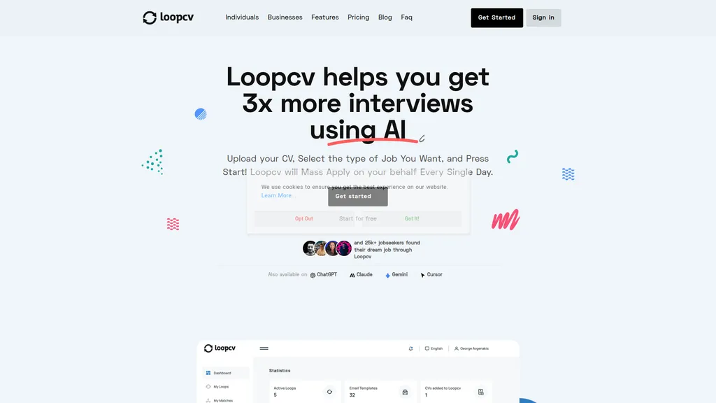 LoopCV homepage