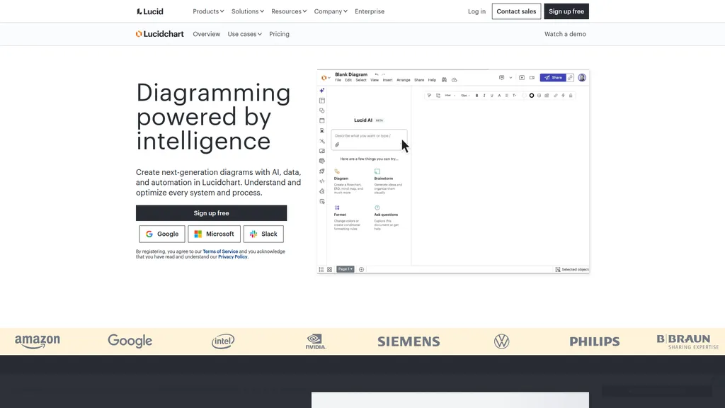 Lucidchart homepage