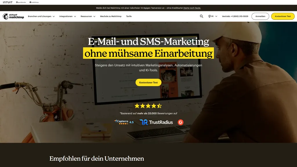 Mailchimp homepage