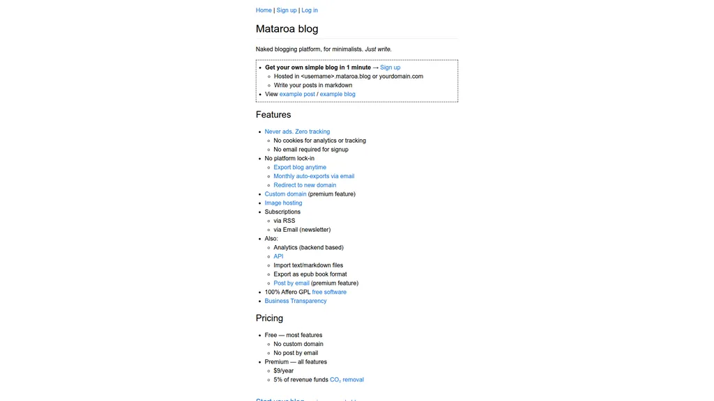 Mataroa homepage