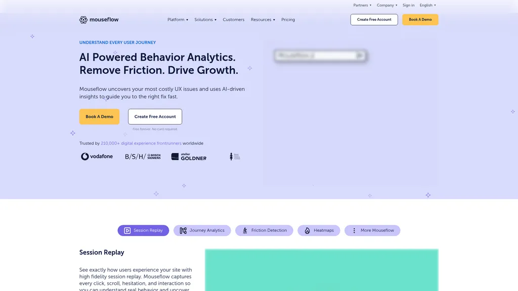 Mouseflow homepage