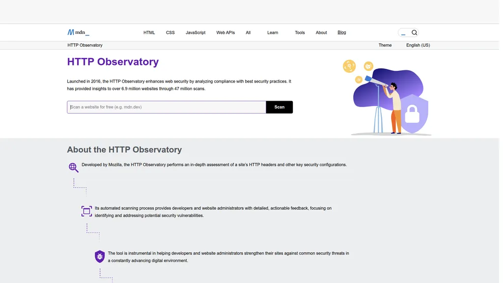 Mozilla Observatory homepage