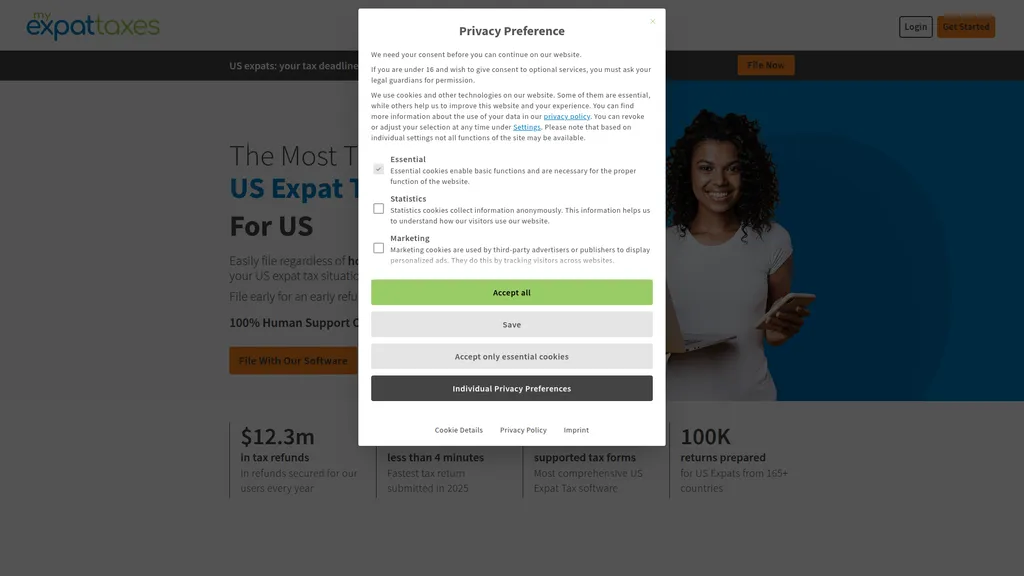 MyExpatTaxes homepage